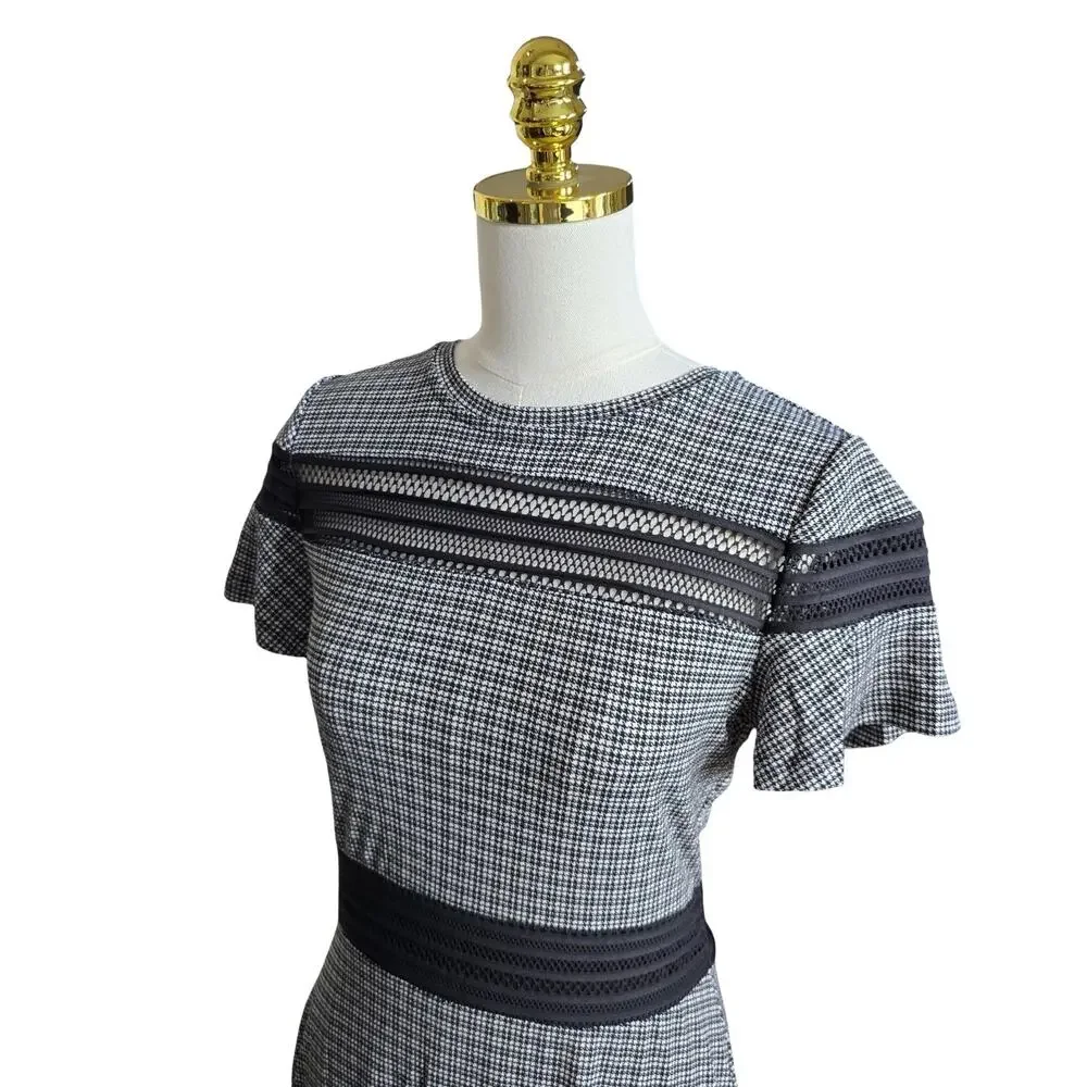 Michael Kors Dress Womens PM Black White Houndstooth Fit Flare NWT‎